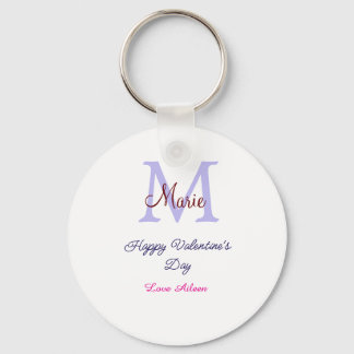 Chaveiro Purple pastel happy Valentine's day pink monogram 