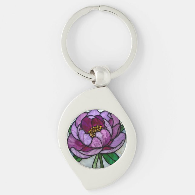 Chaveiro Purple Peony Stained Glass (Frente)