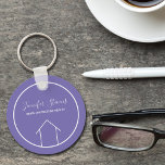 Chaveiro Purple Real Estate Company Personalized Realtor<br><div class="desc">This pretty purple realtor keychain is custom made with your realty company name under the the agent name in chic typography. This minimalist real estate company key chain feature a simple line drawing of a house. Contemporary gift for an agent working to help you buy a home.</div>