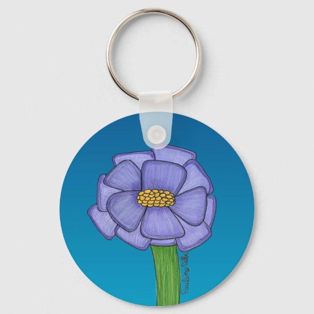 Chaveiro Purple Square Flower with Blue background (Frente)