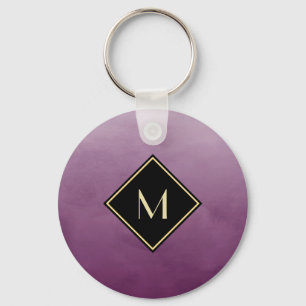 Chaveiro Púrpura Elegante Esmagada Com Monograma Dourado S
