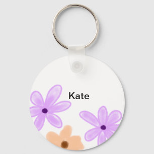 Chaveiro Púrpura laranja abst floral cor d'água