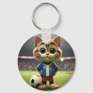 Chaveiro "Purr-fect Striker: O Gato De Futebol 3D"