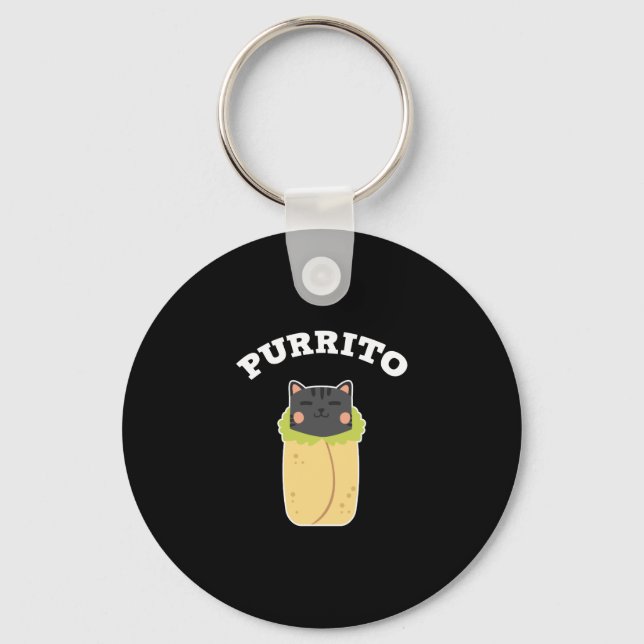 Chaveiro Purrito Funny Cat Pun Cat Burrito Mexicano (Frente)