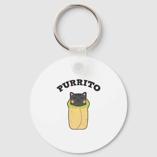 Chaveiro Purrito Funny Cat Pun Cat Burrito Mexicano (Frente)