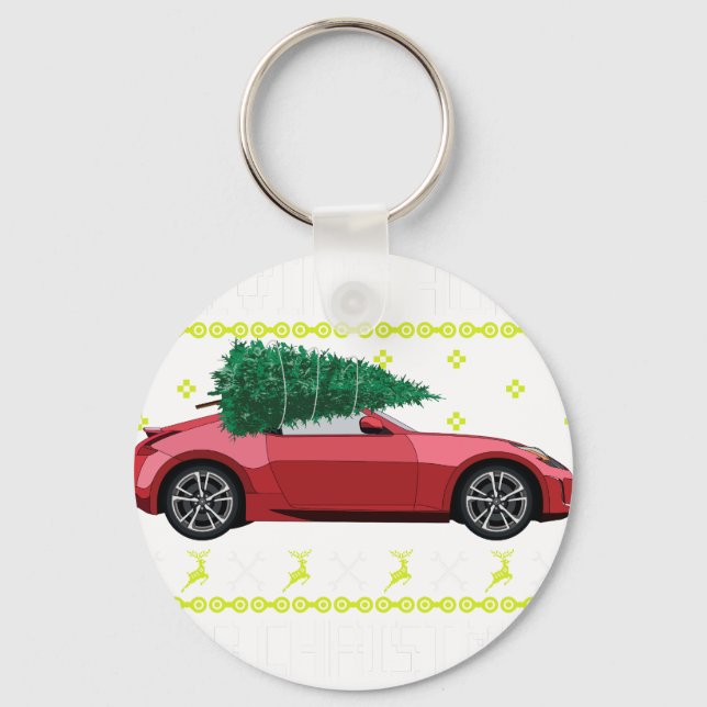 Chaveiro Puxa Suéter Feio de Natal Árvore de Natal Carro An (Frente)