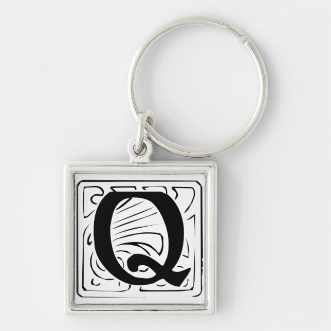Chaveiro Q Monogramm schwarz weiß Schlüsselanhänger (Frente)