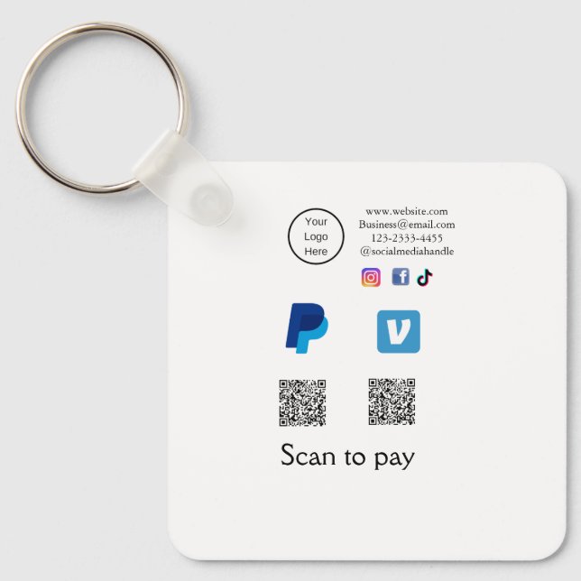 Chaveiro Q R código PayPal varrimento venmo pagamento adici (Frente)