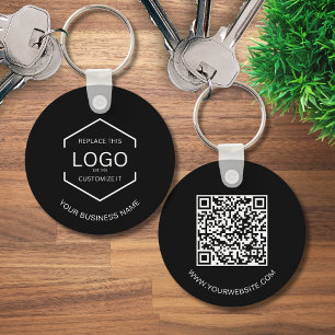 Chaveiro QR Code Company Black Business Logotipo redondo