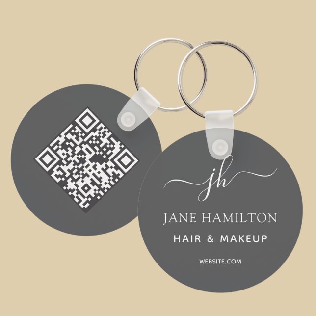 Chaveiro QR Code Promotional Business Gray (Criador carregado)
