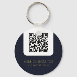 Chaveiro QR Code with custom text navy blue elegant