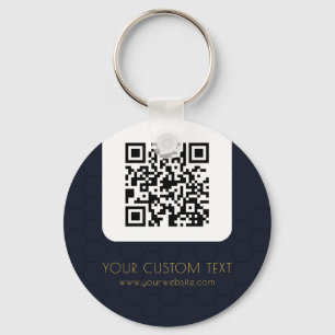 Chaveiro QR Code with custom text navy blue elegant