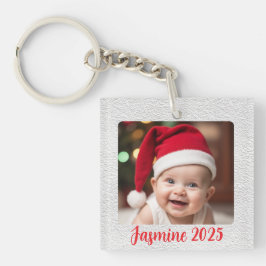 Chaveiro Quadrado Acrílico Personalizável Primeiro Natal do