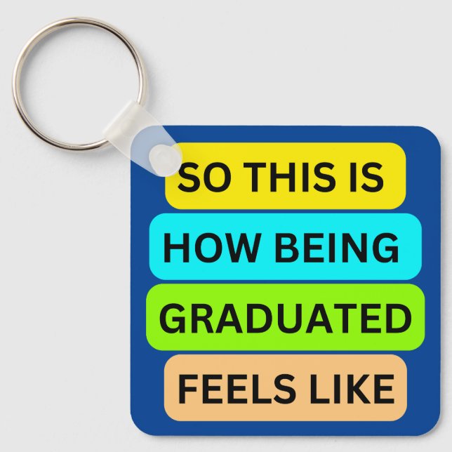 Chaveiro quadrado azul SO_IS_HOW_BEING_FORMANDO (Frente)