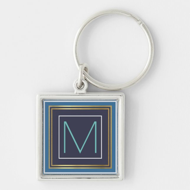 chaveiro quadrado com monograma/M personalizado in (Frente)