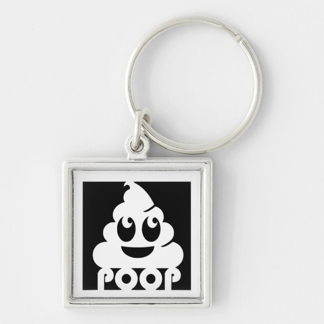 Chaveiro Quadrado de Emoji Poo (Frente)