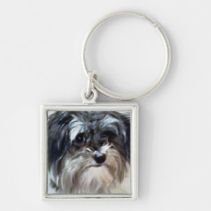 Chaveiro quadrado superior do cão de Havanese