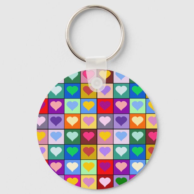Chaveiro Quadrados Cardíacos Multicolores (Frente)