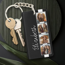 Chaveiro Quadrados de Colagem de Fotos Pretos e Brancos Per
