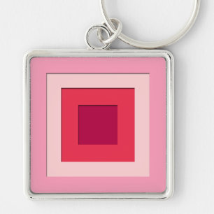 Chaveiro Quadrados em camadas do século Médio - rosa e vi