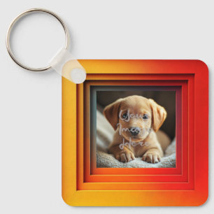 Chaveiro Quadro de Gradação do Sunset Vermelho e Laranja Pe