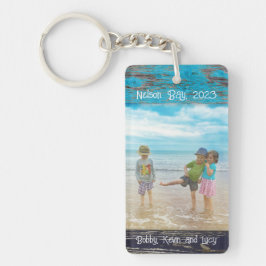 Chaveiro Quadro de madeira de praia branco azul rústico par