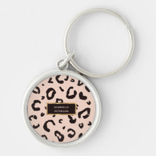 Chaveiro Quadro Dourado do Leopardo Rosa bonito