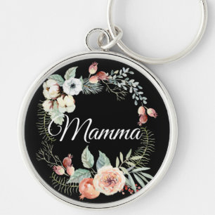 Chaveiro Quadro Floral de Rosa de Pêssego a Preto  Mãe Ch