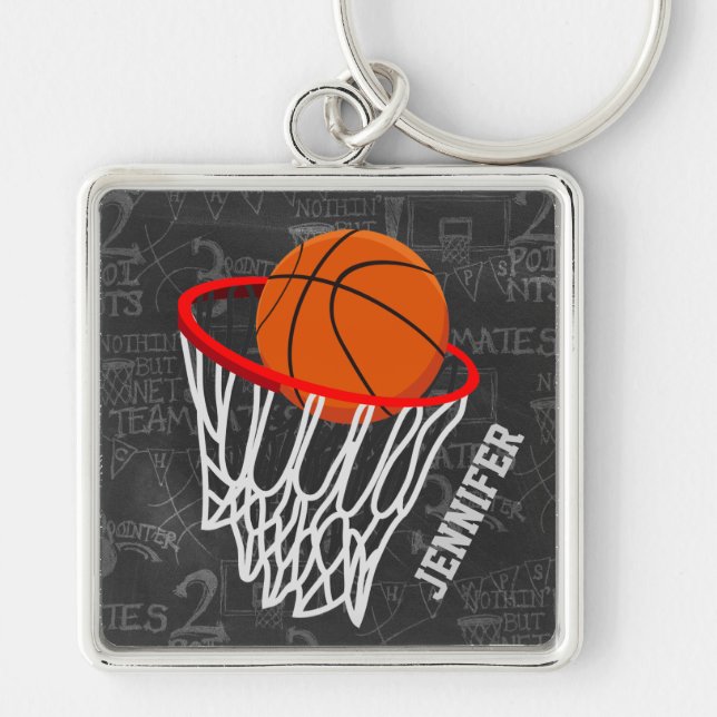 Chaveiro Quadro Personalizado de Basquete e Hoop (Frente)