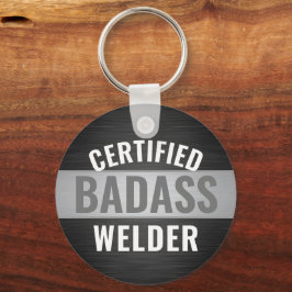 Chaveiro Qualquer Texto Certificado de Badass Welder Preto 