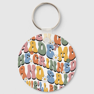 Chaveiro quando Deus me fez ele sorriu, retrô, vintage