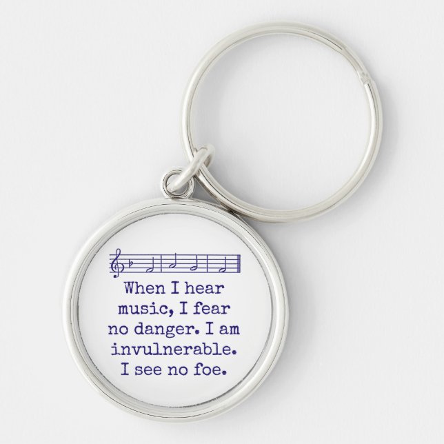 Chaveiro Quando Ouço Música, Não Receio Perigo - Citação Mu (Frente)