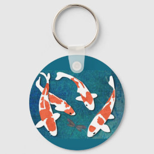 Chaveiro Quarteto de Kohaku alaranjado & branco Koi