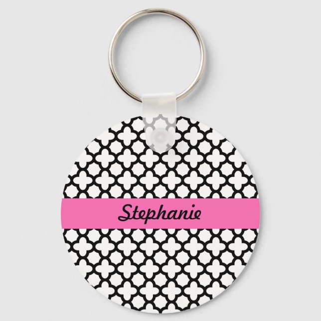 Chaveiro Quatrefoil Preto e Branco (Frente)