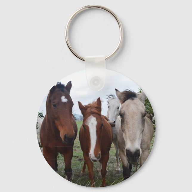 Chaveiro Quatro Cavalos Amigos De Raças Diferentes, (Frente)