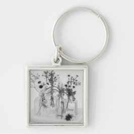 Chaveiro Quatro Frascos E Flores Brancas