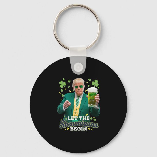 Chaveiro Que Comece as Travessuras Funny Trump St Patrick's (Frente)
