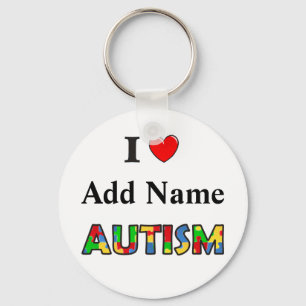 Chaveiro que da consciência do autismo eu amo