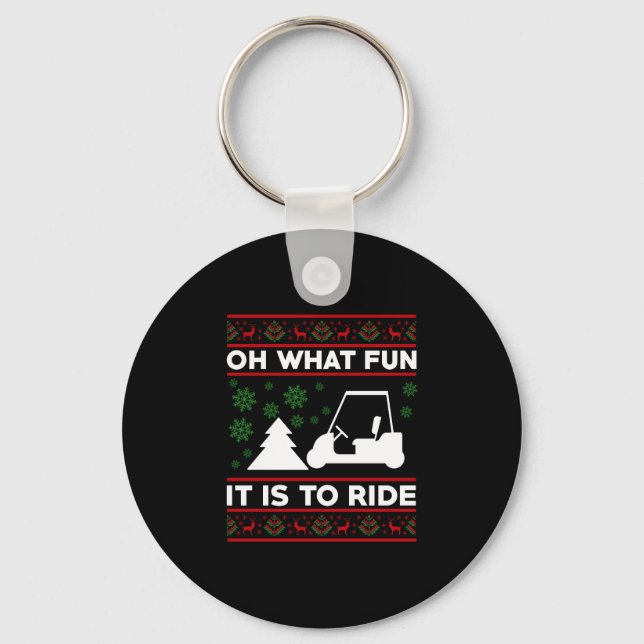 Chaveiro Que Divertido É Andar De Natal No Carrinho De Golf (Frente)