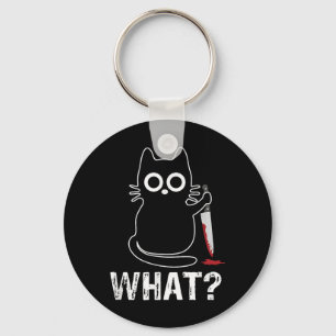 Chaveiro Que - Engraçado Gato Com Design Gráfico De Faca