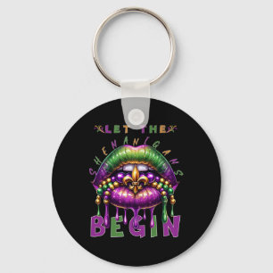 Chaveiro Que Os Shenanigans Comecem A Mardi Gras Lábios Hom