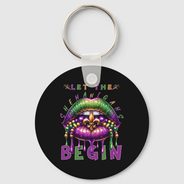 Chaveiro Que Os Shenanigans Comecem A Mardi Gras Lábios Hom (Frente)