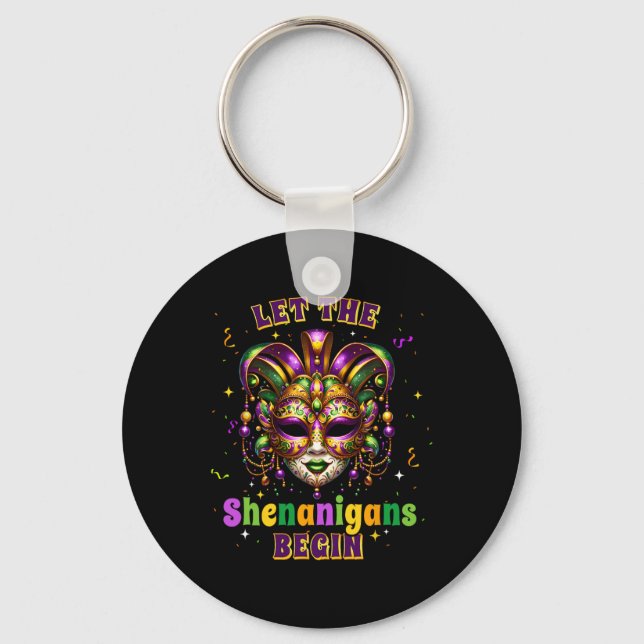 Chaveiro Que Os Shenanigans Comecem A Mardi Gras Mascarar H (Frente)