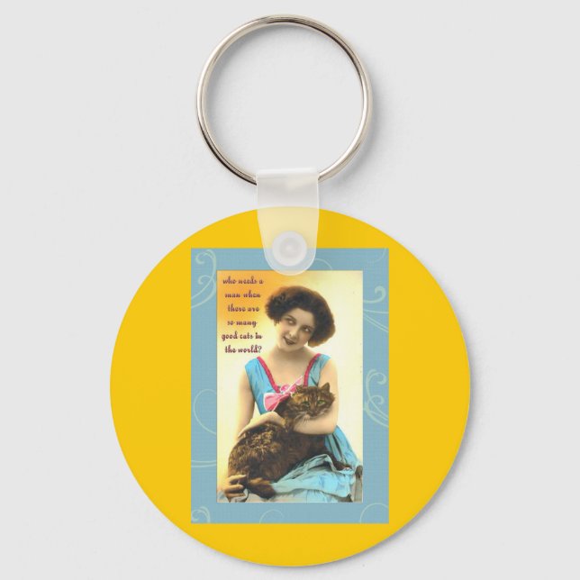 Chaveiro que precisa de um homem com tantos gatos bons (Frente)