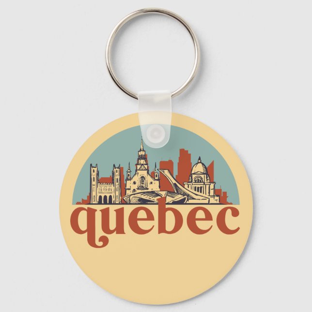 Chaveiro Quebec Canadá Retro City Skyline Cityscape Art (Frente)