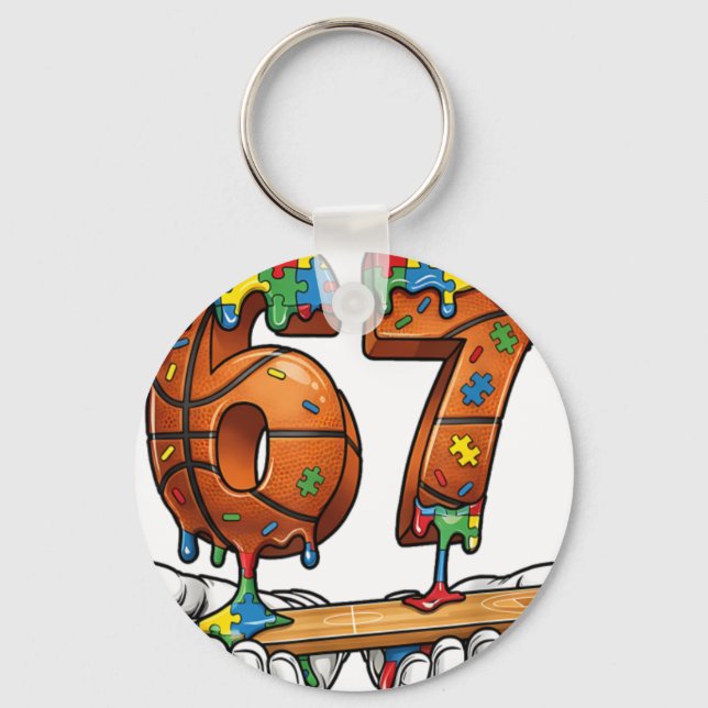 Chaveiro Quebra-cabeça de Beisebol 67 Drip Six Seven Meme M (Frente)