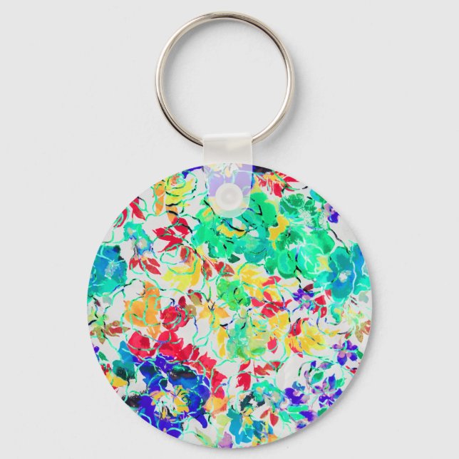 Chaveiro Quebra-cabeça de padrões florais abstratos fofos (Frente)
