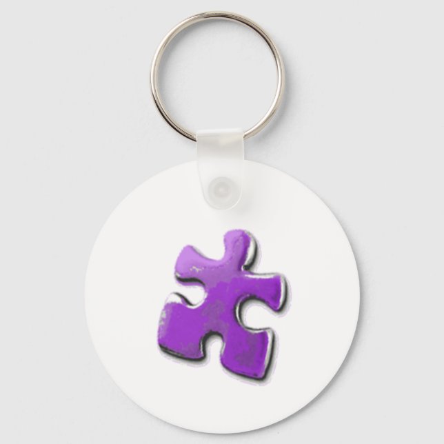 Chaveiro Quebra-cabeça roxo! Um design também para a consci (Frente)