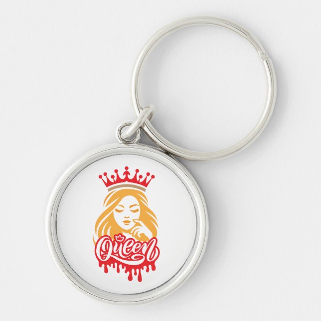 Chaveiro Queen Design – Elegant Royal Crown Typography for  (Frente)