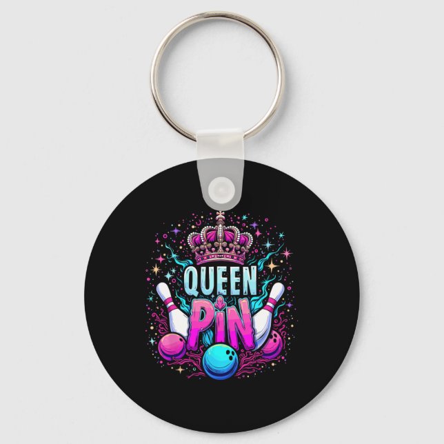 Chaveiro Queen Pin Shirt Bowler Bowling League For Bowling  (Frente)